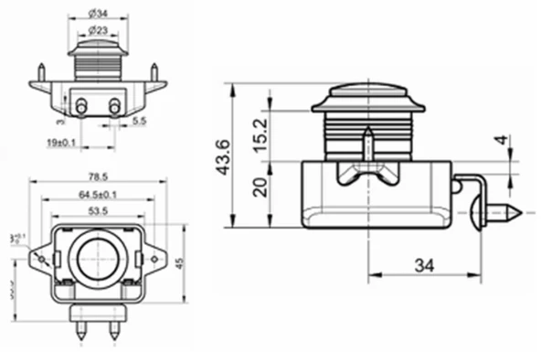 Sensation Karavan Tekne Bas Çek (Dolap Çekmece Kilit) 26mm Büyük Boy Plastik Yuvarlak Siyah - 2