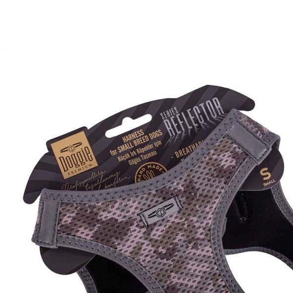 Doggie Havalı Dokuma Reflektörlü Küçük Irk Göğüs Tasması Camo 32-38 cm(ARG-S) - Resim 3