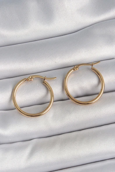 316 Çelik Gold Renk 22mm Kadın Halka Model Kadın Küpe ürün görseli 1