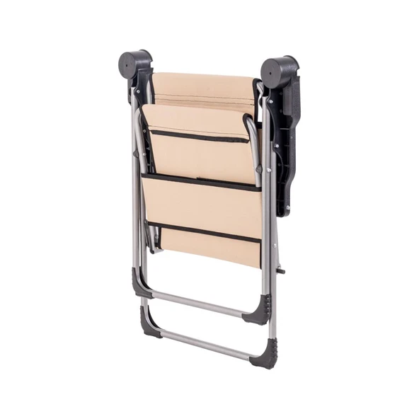 Katlanabilir Piknik ve Kamp Sandalyesi - Bardaklıklı - Rock - Bej (A-02-R14)- 140KG Taşıma - Resim 5
