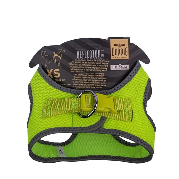 Doggie Havalı Dokuma Reflektörlü Küçük Irk Göğüs Tasması Yellow 30-34 cm(ARG-XS) - 2