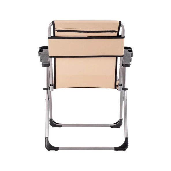 Katlanabilir Piknik ve Kamp Sandalyesi - Bardaklıklı - Rock - Bej (A-02-R14)- 140KG Taşıma - Resim 4
