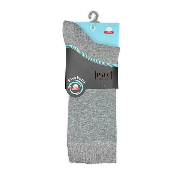 Pro Çorap Şeker (Diyabetik) Sıkmayan Pamuk Erkek Çorabı Gri (16408-R4) - 2