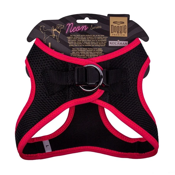 Doggie Havalı Dokuma Neon Küçük Irk Göğüs Tasması Pembe 42-48 cm (ANG-L) - Resim 2