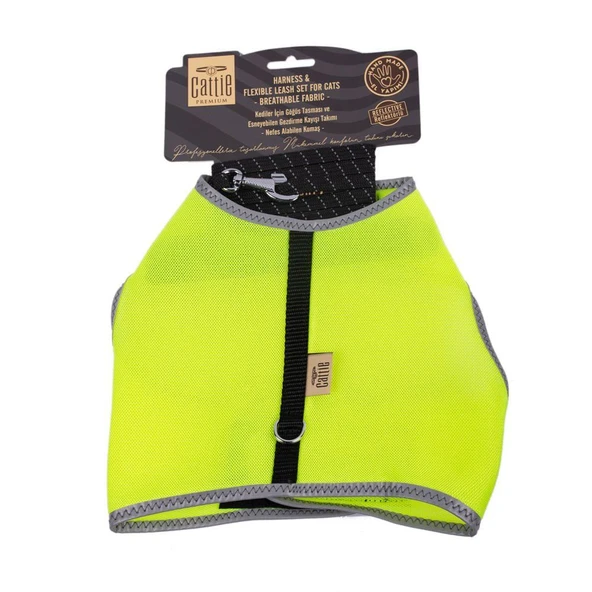 Cattie Havalı Dokuma Kedi Göğüs & Gezdirme Takımı Sarı 1*25-35 cm - 2
