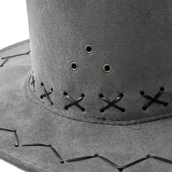 Kovboy Şapkası - Fötr Şapka - Gri - HG-200 - 3