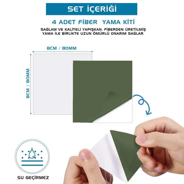 Argeus 4'lü Fiber Çanta Delik Tamir Yaması Haki - 2