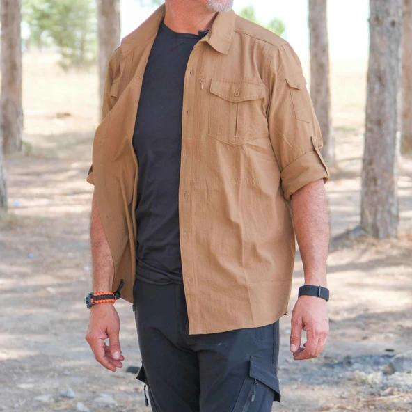 Loç Outdoor Tactical Erkek Gömleği Kum - Resim 3
