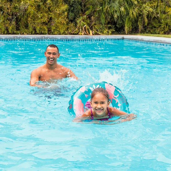 Çocuk Yüzme Simidi - Intex - Şeffaf Desenli - Turkuaz - 61cm (59242) - 3