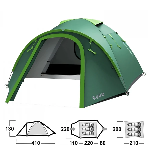 Bizon 3 Plus 3 Kişilik Çadır -  Yeşil -  Husky - 2