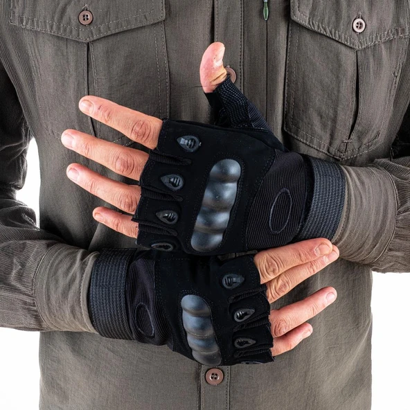 Parmaksız Kemik Taktikal Eldiven - Siyah - 1108 ürün görseli