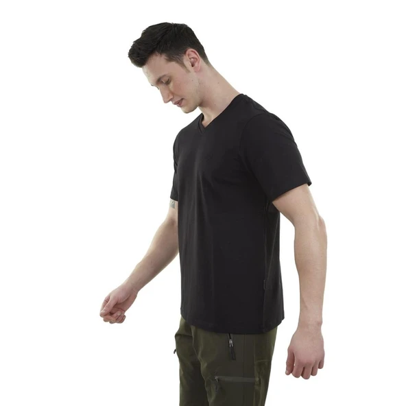 Erkek Tişört - Pamuklu Spor Tişört - Vortex - Siyah - 2