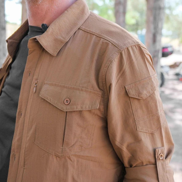 Loç Outdoor Tactical Erkek Gömleği Kum - Resim 5