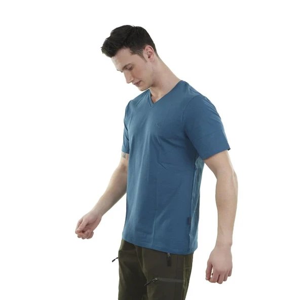 Erkek Tişört - Pamuklu Spor Tişört - Vortex - İndigo - 2