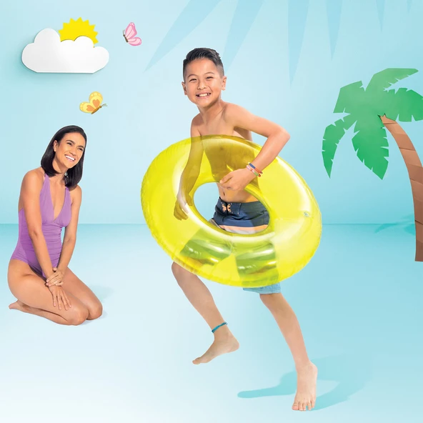 Çocuk Yüzme Simidi - Intex - Şeffaf Jumbo - Yeşil - 76 cm (59260) - 2