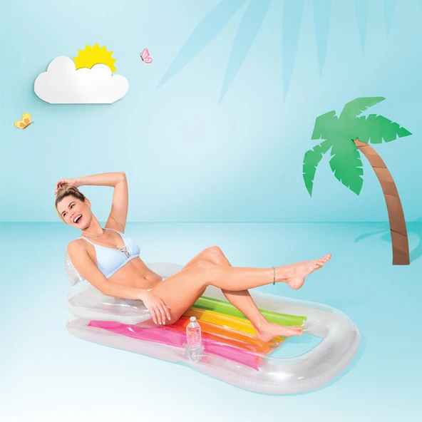 Şişme Havuz Deniz Yatağı - Sultan Yatağı - Bardaklıklı - Gümüş (58802EU) - 5