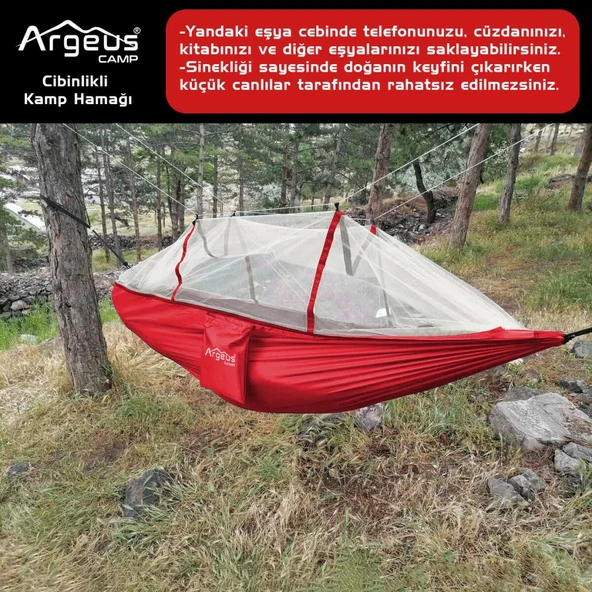 Argeus Cibinlikli Kamp Hamağı Kırmızı - 3