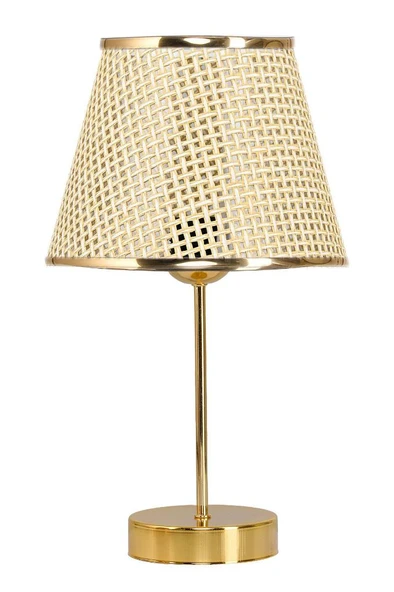 Star Gold Ayaklı Abajur Altın Şeritli Hasır Başlık Yatak Odası Salon Masa Lambası 2 Adet - Resim 3