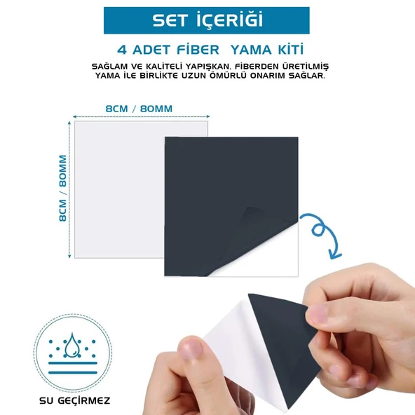 Argeus 4'lü Fiber Çanta Delik Tamir Yaması Antrasit - 2