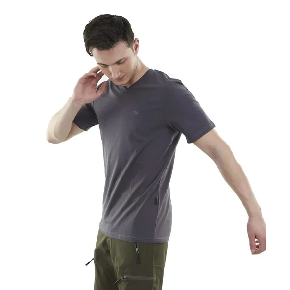 Erkek Tişört - Pamuklu Spor Tişört - Vortex - Antrasit - 2