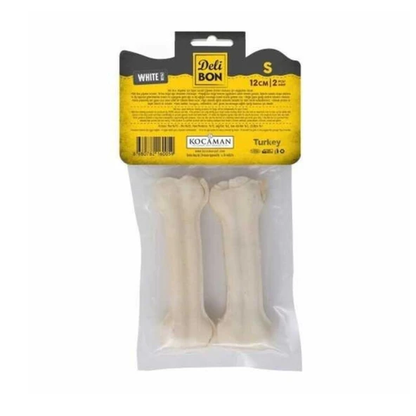 Delibon Deri Pres Kemik Köpek Ödülü Beyaz 12 Cm (2'li) - 2