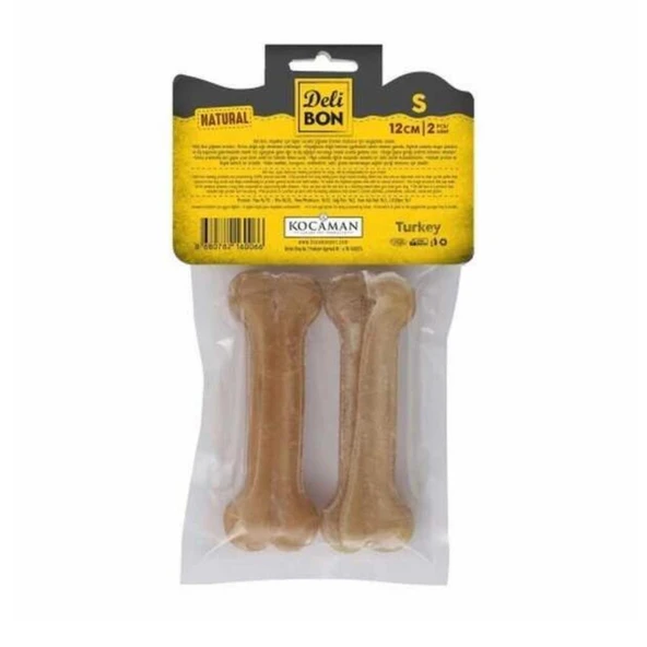 Delibon Deri Pres Kemik Köpek Ödülü Naturel 12 Cm (2'li) - 2