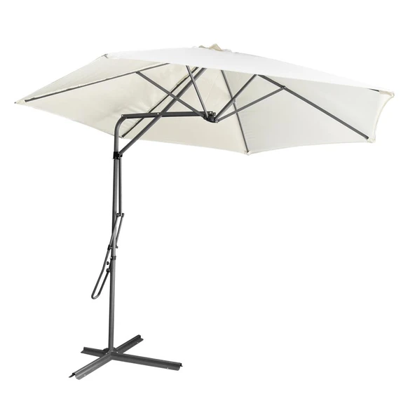 Argeus Yandan Kollu Katlanabilir Bahçe ve Balkon Şemsiyesi Krem ürün görseli