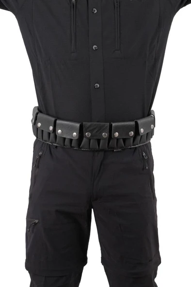 Suni Deri Fişeklik - Savage - Kapaklı - Siyah - 12 CL ürün görseli