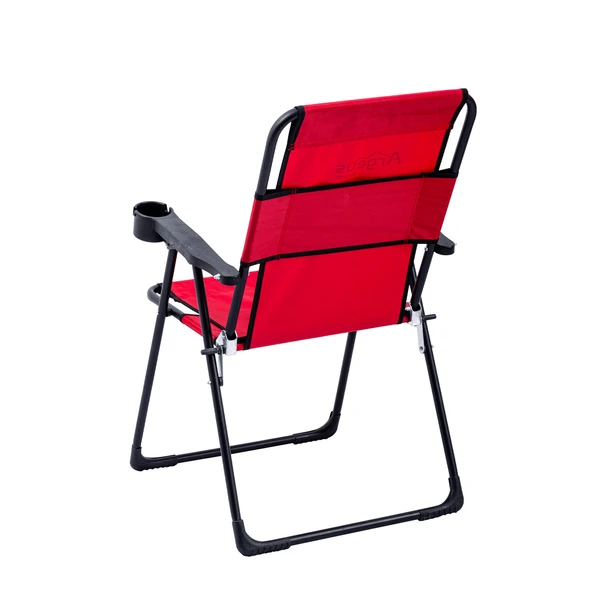 4 Adet Katlanır Kamp Sandalyesi ve Masa Seti - Rest - Taşıma Çantalı - Kırmızı - 130 KG Taşıma - 4