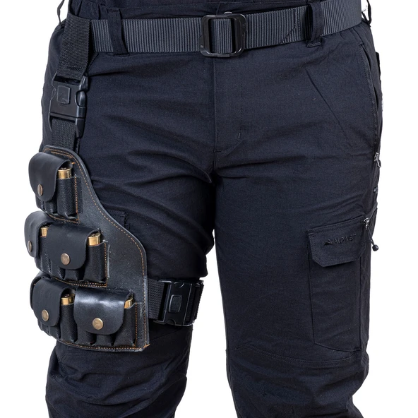 Deri Bacak Fişekliği - Savage - Siyah - 18'li - 5