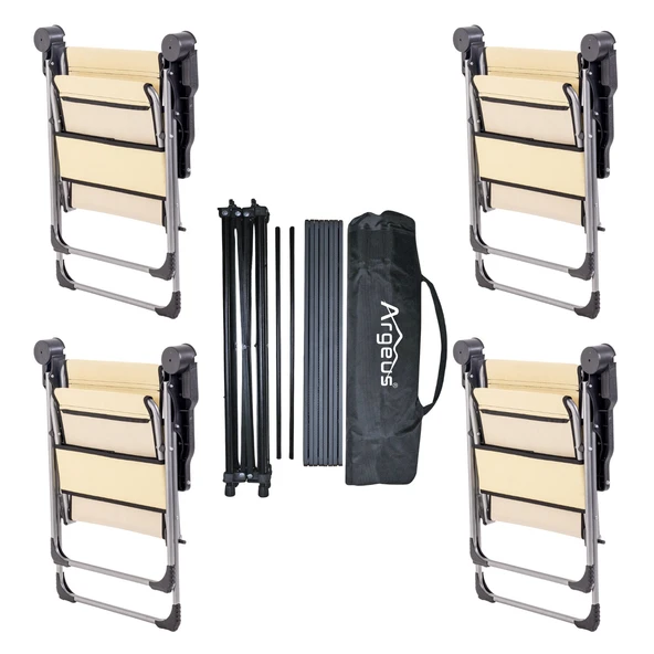 4 Adet Katlanır Kamp Sandalyesi ve Alüminyum Masa Seti - Rock Dark - Buğday - Taşıma Çantalı - 5