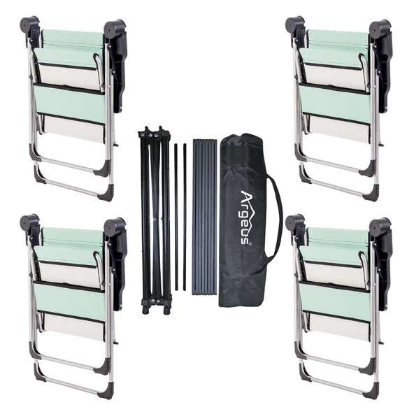 4 Adet Katlanır Kamp Sandalyesi ve Alüminyum Masa Seti - Rock Dark - Su Yeşili - Taşıma Çantalı - 2