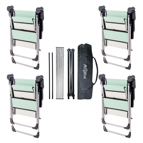 4 Adet Katlanır Kamp Sandalyesi ve Alüminyum Masa Seti - Rock Silver - Su Yeşili - Taşıma Çantalı - 2