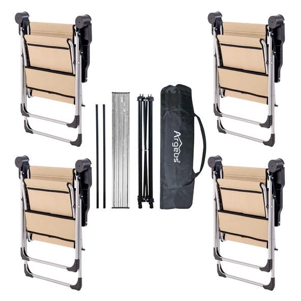 4 Adet Katlanır Kamp Sandalyesi ve Alüminyum Masa Seti - Rock Silver - Sahra - Taşıma Çantalı - 2