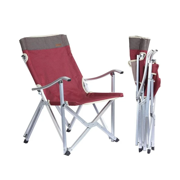 Katlanır Kamp Piknik Sandalyesi - Madfox Dachuan - Bordo - 547281 - Taşıma Çantalı - Resim 2
