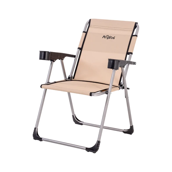 4 Adet Katlanır Kamp Sandalyesi ve Masa Seti - Rock - Bej - Bardaklıklı - 140 KG - 3