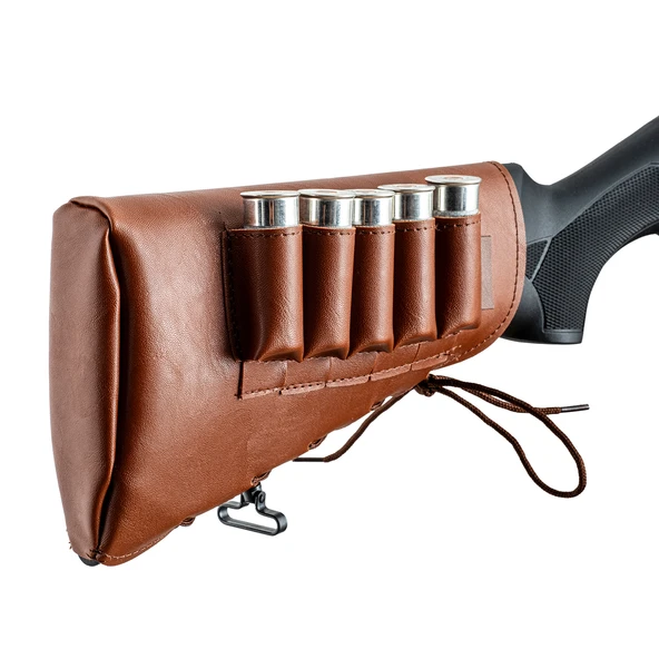 Deri Dipçik Fişekliği - Savage - Taba - 5'li - 3