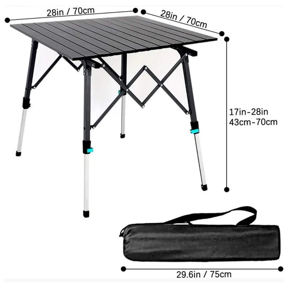 Katlanabilir Alüminyum Kamp Masası - Akordion - Madfox Skylite - Siyah - 546249 - Resim 4