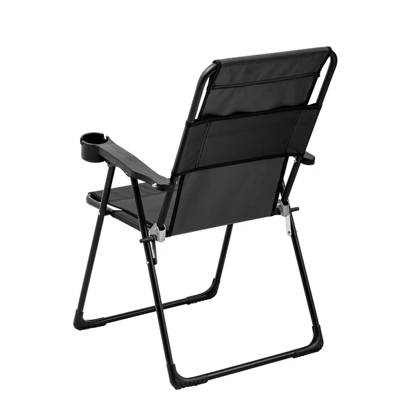 2 Adet Katlanır Kamp Sandalyesi ve Masa Seti - Rest - Taşıma Çantalı - Siyah - 130 KG Taşıma - Resim 4