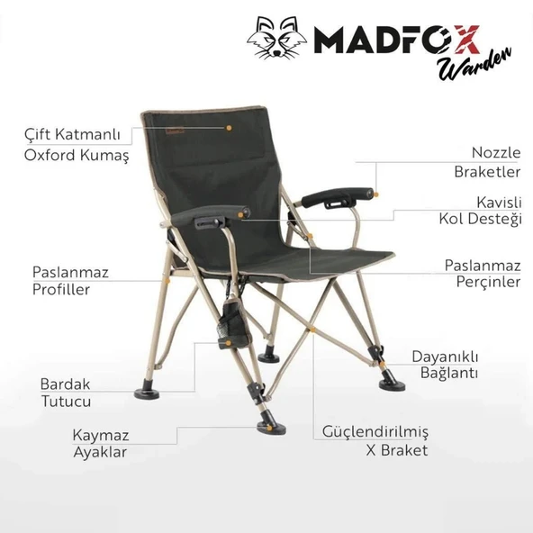 Katlanır Kamp Piknik Sandalyesi - Madfox Warden - Yeşil - 547283 - Taşıma Çantalı - 4