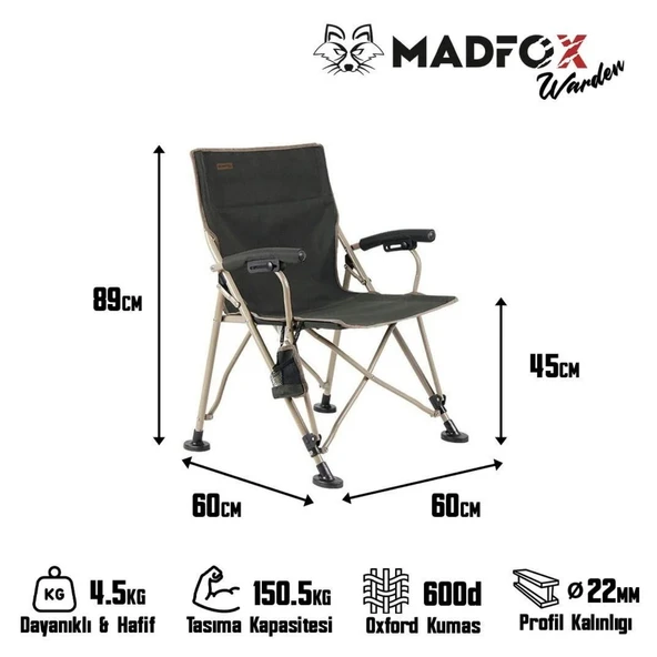 Katlanır Kamp Piknik Sandalyesi - Madfox Warden - Yeşil - 547283 - Taşıma Çantalı - 5