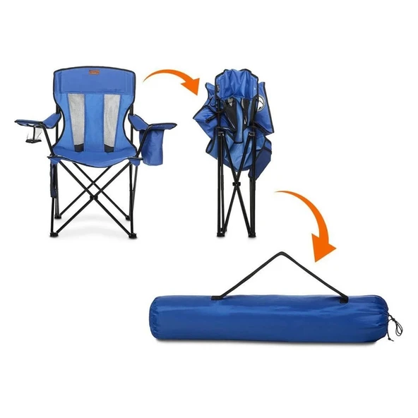 Katlanır Kamp Piknik Sandalyesi - Madfox Beacon - Bardaklıklı - Mavi - 547286 - Taşıma Çantalı - Resim 4