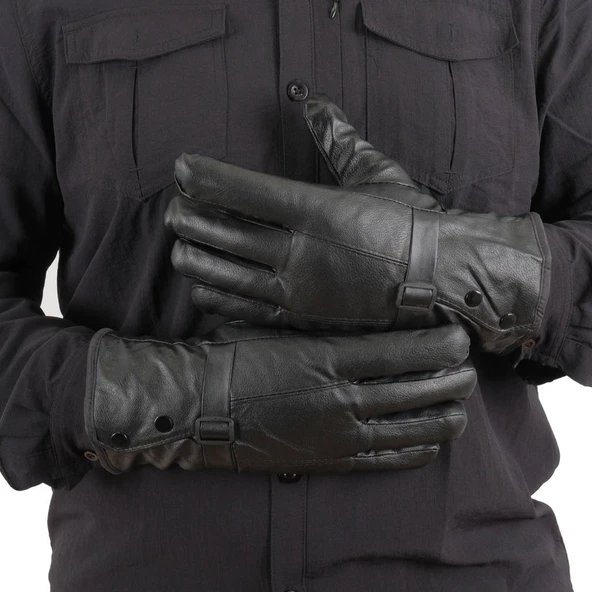 Erkek Deri Eldiven - İçi Peluşlu - Savex - Siyah - 137-E - 5