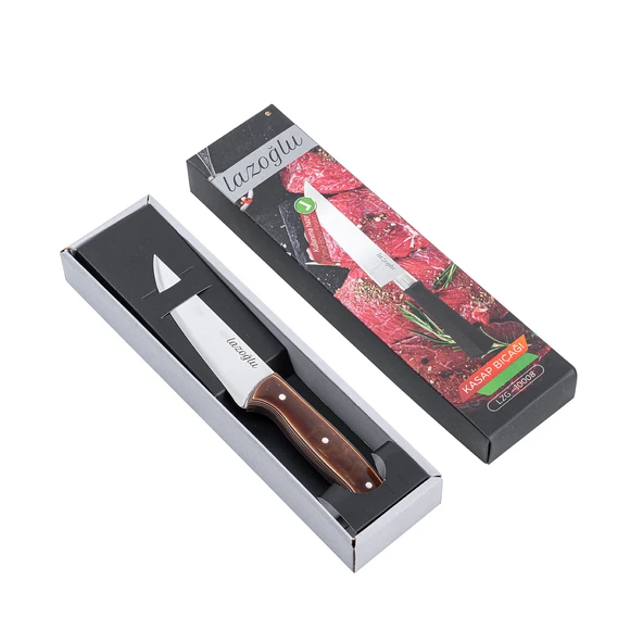 Kasap Bıçağı - Lazoğlu - No:3 - El Yapımı - Doğrama - Kesim - Verzalit Saplı - Resim 5