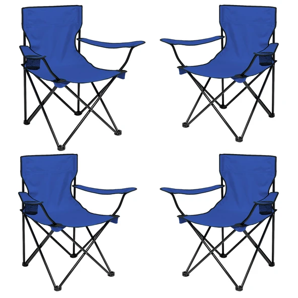4 Adet Katlanır Kamp Sandalyesi - Piknik Plaj Sandalyesi - (DY.001) - Lacivert - Taşıma Çantalı ürün görseli