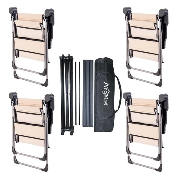 4 Adet Katlanır Kamp Sandalyesi ve Alüminyum Masa Seti - Rock Dark - Kapadokya - Taşıma Çantalı - 2