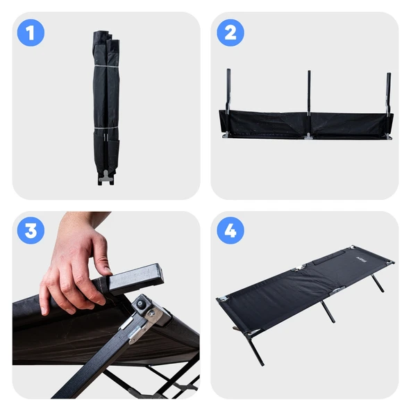 Argeus Katlanabilir Kamp Yatağı & Kampet Cepli Siyah - 5