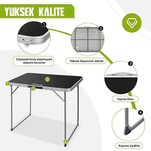 Katlanabilir Alüminyum Kamp Masası - Madfox Zenith - Siyah - 547278 - 3