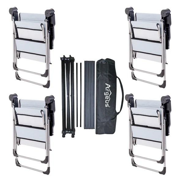 4 Adet Katlanır Kamp Sandalyesi ve Alüminyum Masa Seti - Rock Dark - Turkuaz - Taşıma Çantalı - Resim 2