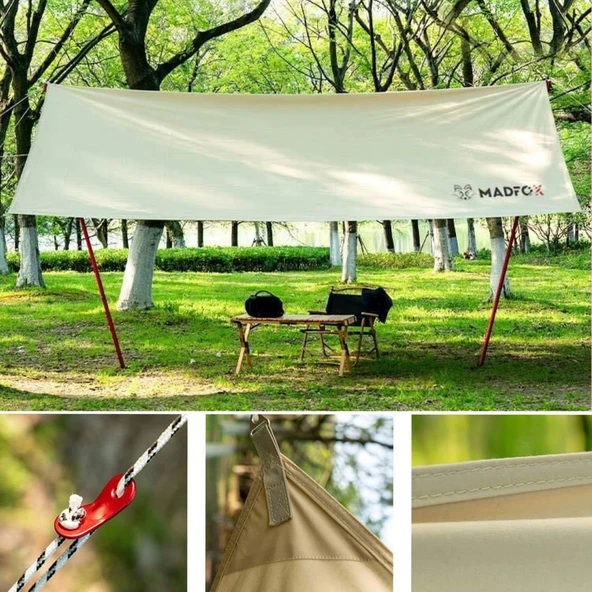 Çadır Brandası - Madfox - Güneş ve Rüzgar Koruma - OEM Kanvas Tarp 4*3 mt - 5